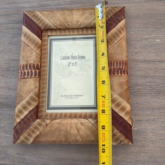 Vintage Natural Leaf Husk Picture Photo Frame 4" X 6" Beachcombers Fort Myers FL - Picture 7 of 8